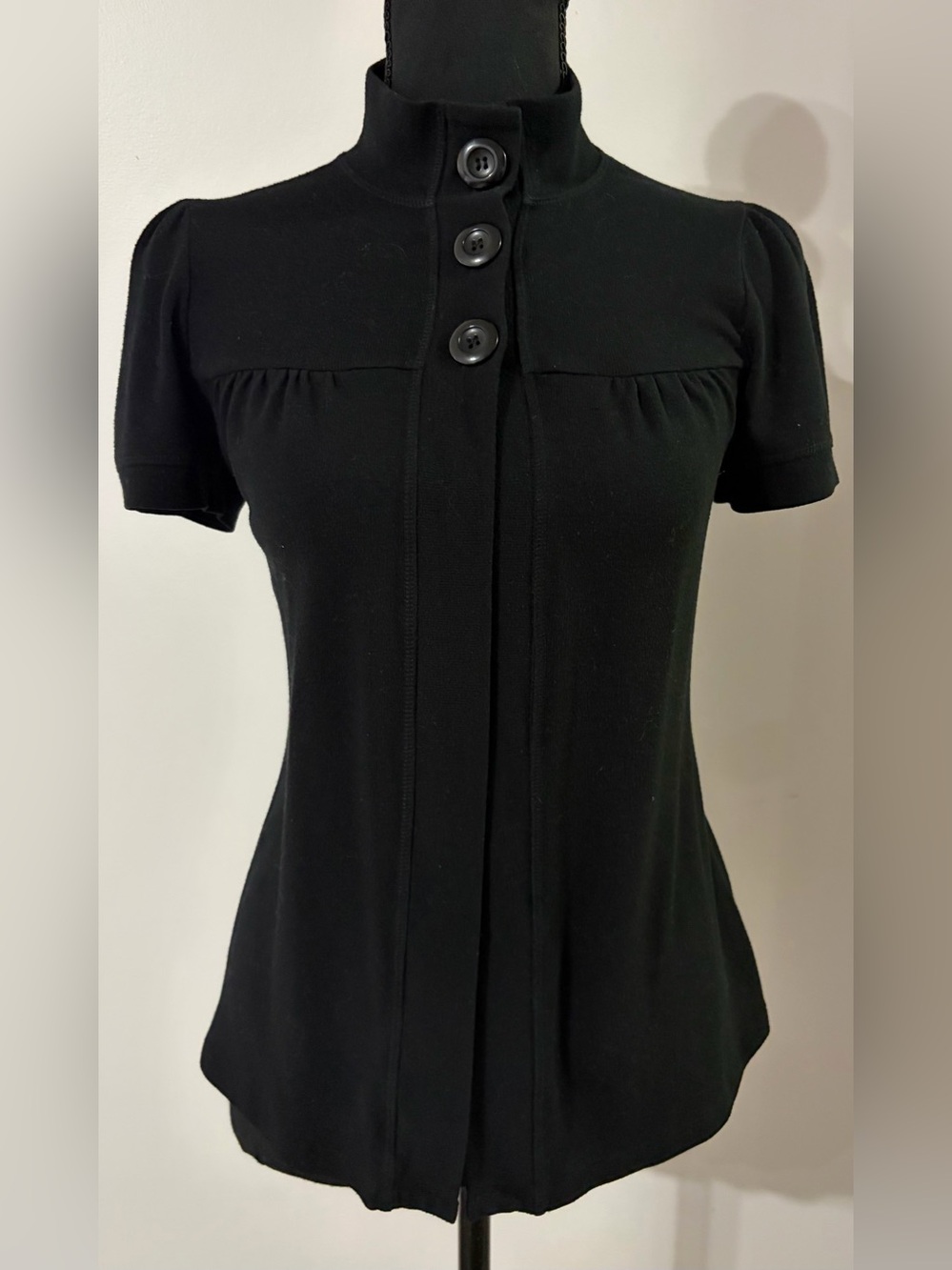Eyelash Couture Black Short-Sleeve Button-Front top - Picture 2 of 6